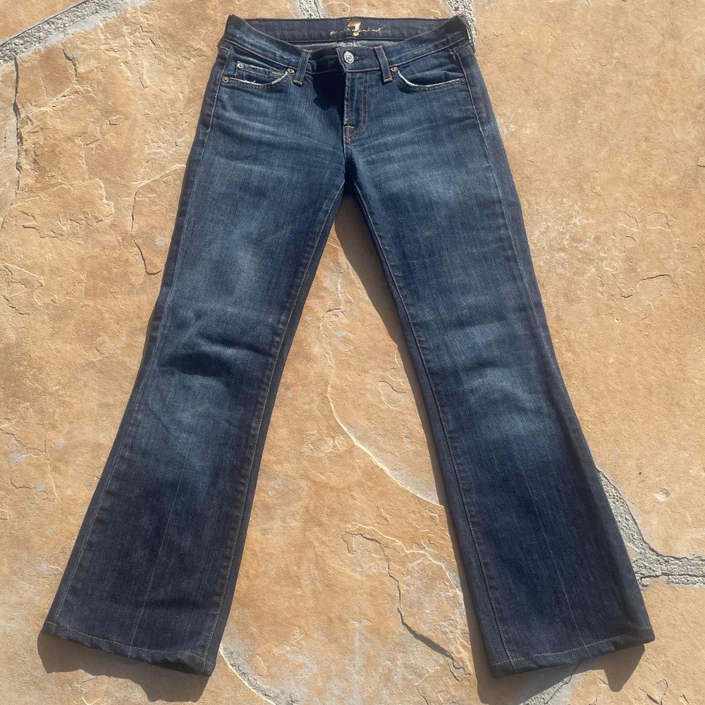 7 For All Mankind Womens Indigo Wash Bootcut Jeans (Size 25)